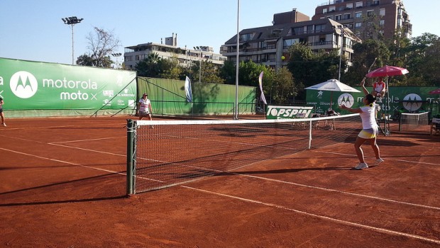 Camila Silva in doubles action. Photo: Daniel Boyle