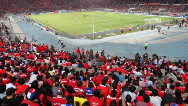 Chile against Uruguay at Estadio Nacional. Photo: Daniel Boyle