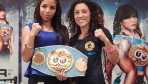 Carolina Rodríguez faces off against Janeth Pérez ahead of their world title fight. Photo via Facebook